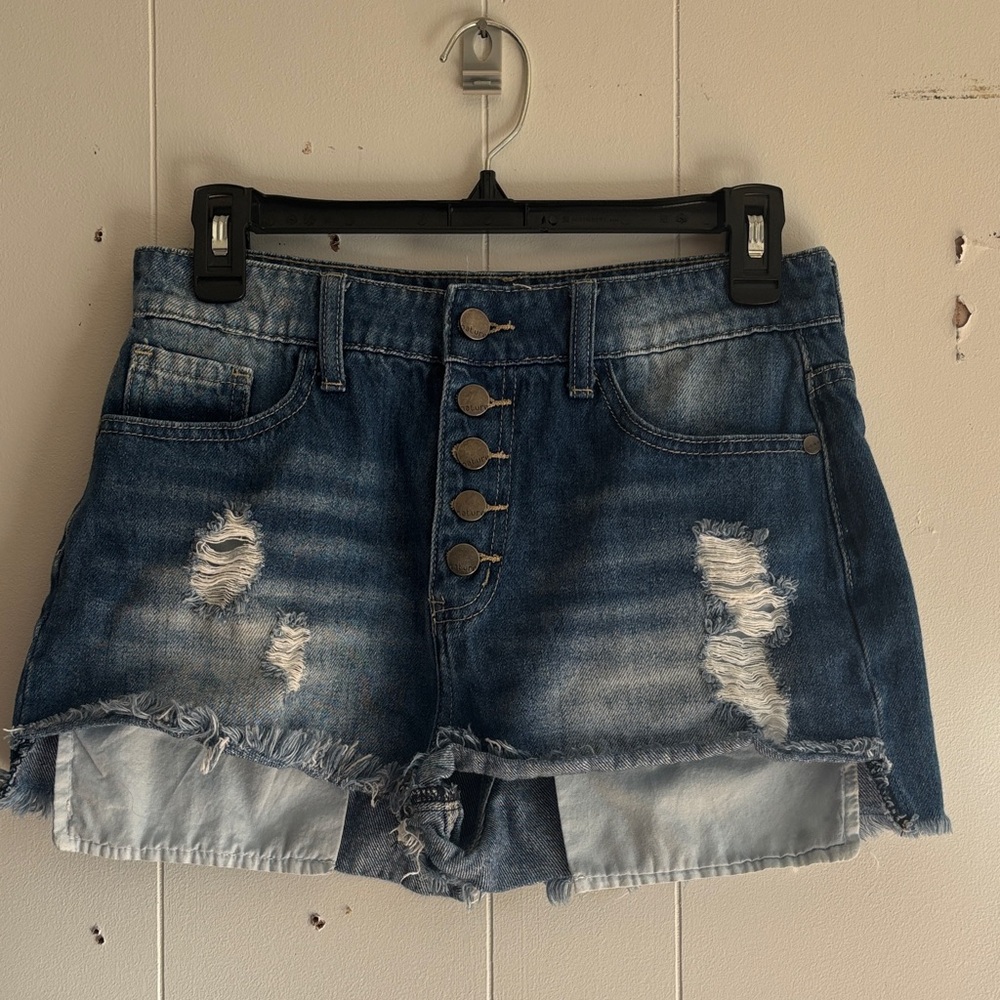 Casual Blue Distressed Jean Shorts